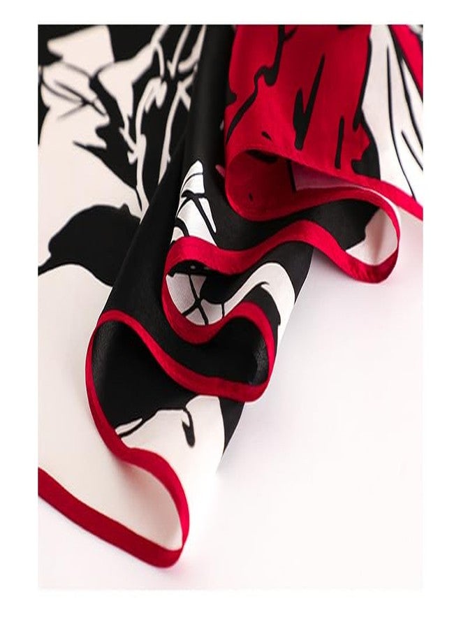 MEISEE 100% Mulberry Silk Long Scarf for Women Large Oblong Sunscreen Shawls Wraps Neck Headscarf Hair Wraps with Gift Packed (23 - Red, Black and White) - Image 4